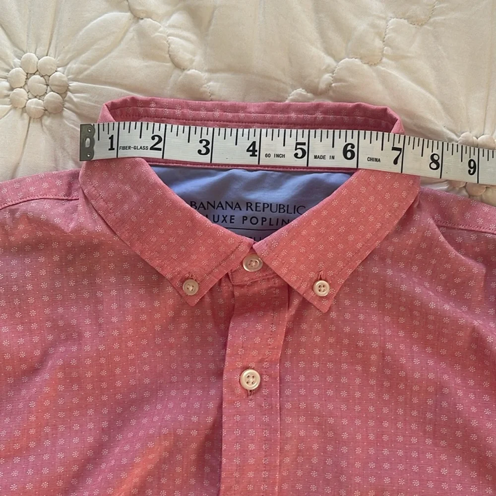 Banana Republic Slim 100% Luxe Poplin Cotton Short Sleeve Button Down Size Med